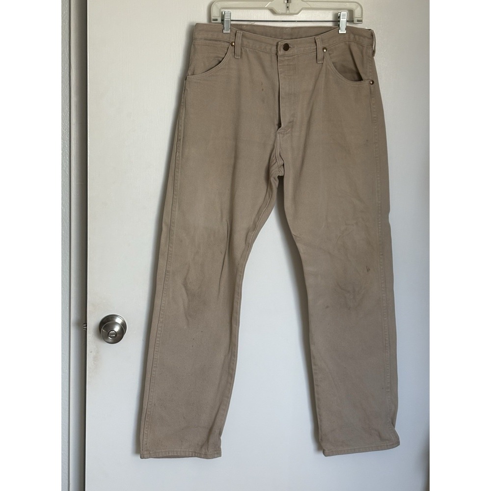 Wrangler Men's Jeans 35x32 Tan Denim Classic Fit Straight Leg 13MWZTN USA VTG